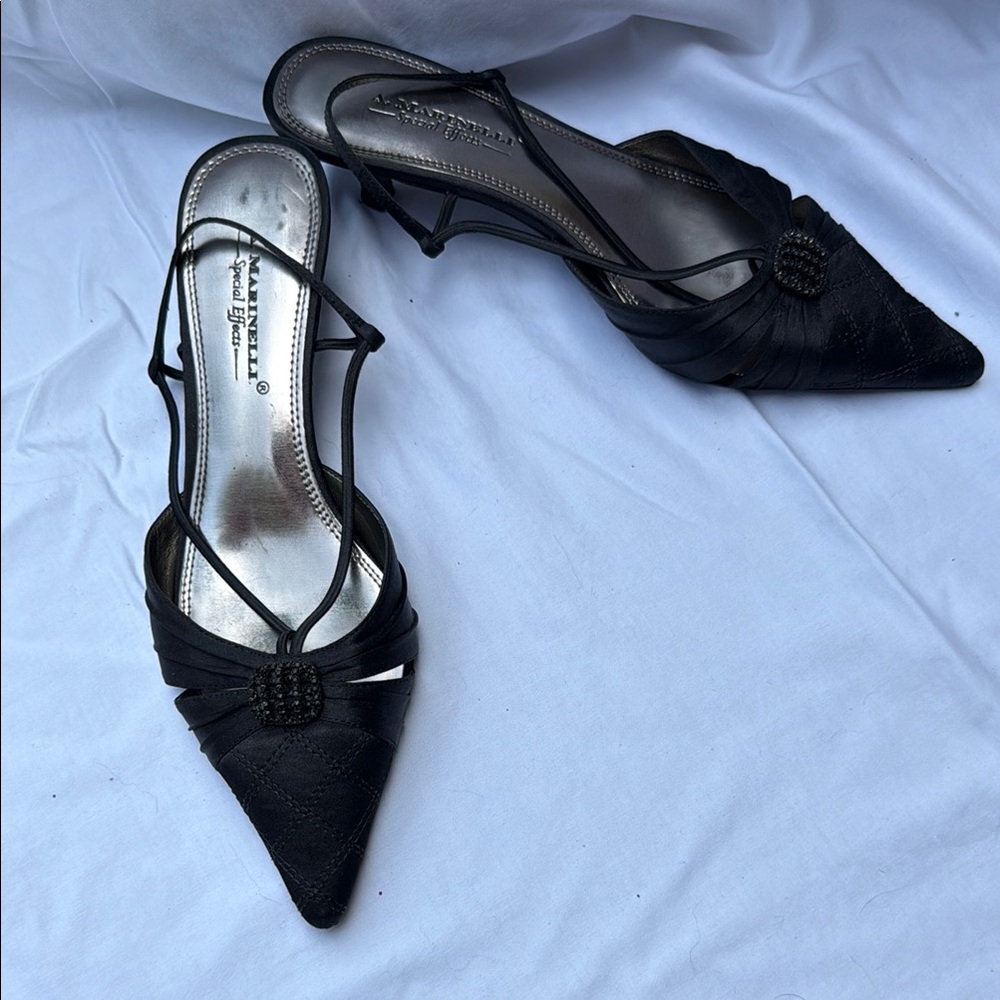 A. Marinelli Black Kitten Heel Pumps